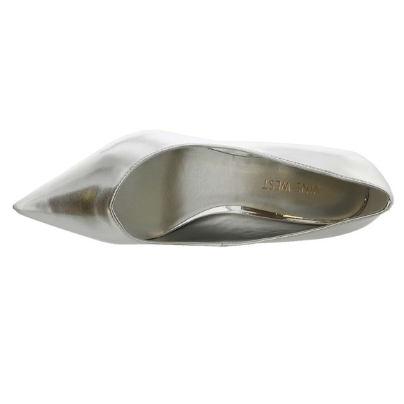 Nine West Womens Andes Silver Faux Leather Kitten Heel Pumps Shoes size 7 - Picture 2 of 8